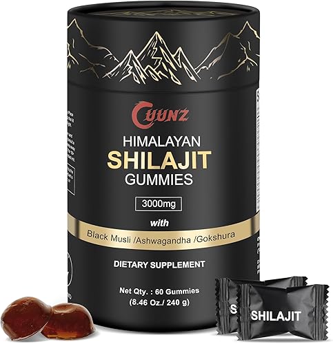 Himalayan Nutritious Shilajit Gummies Gold Ashwagandha, Gokshura Ácido fúlvico 85+ minerales traza para hombres y mujeres sin azúcar añadido