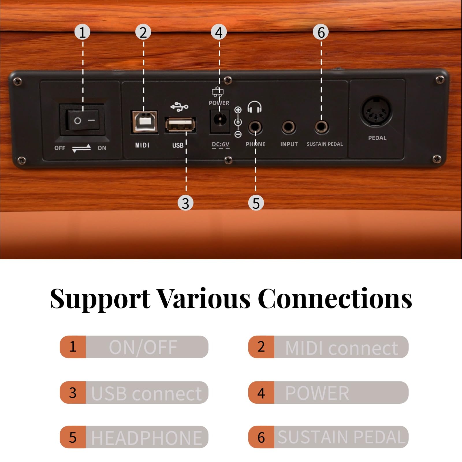 88 Key Digital Piano Keyboard with Stand & Sustain Pedal, Full-Size Semi Weighted Electric Piano for Beginners/Learners, Home Professional Piano with Headphone Jack, MIDI Connectivity, Brown