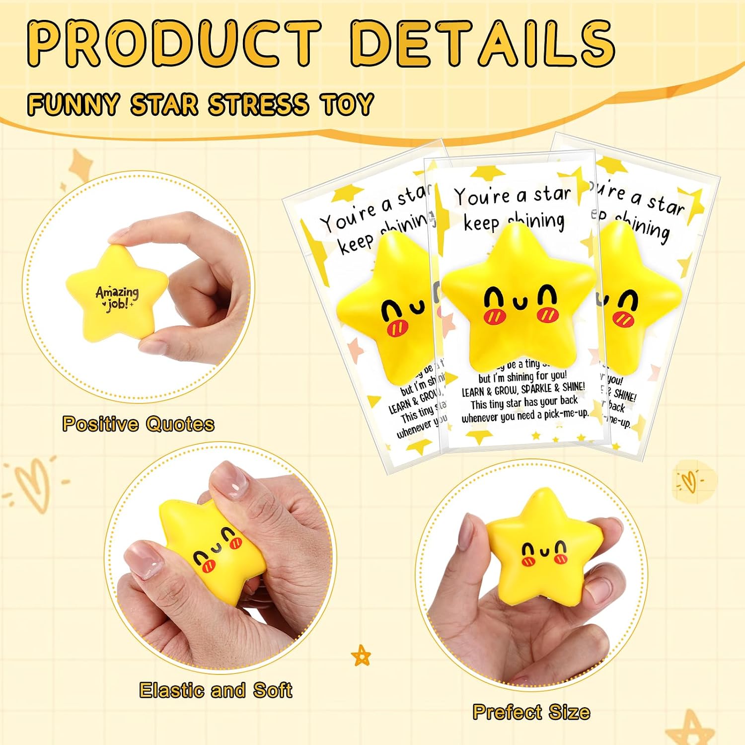 Libima 30 Pcs Star Stress Gifts Bulk Motivational Back to School Gift image 2