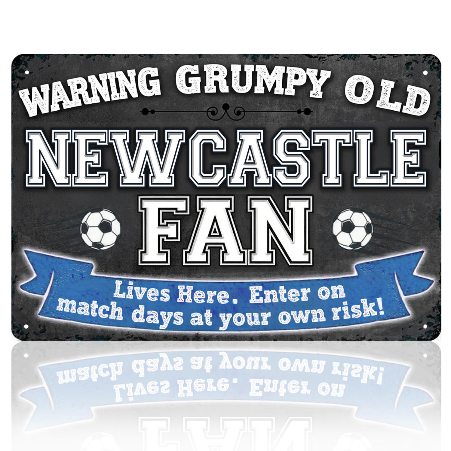 Metal Sign for Newcastle United, Warning Grumpy Old Newcastle Fan Lives Here Funny Sign, Metal Poster Wall Decor Newcastle United Gifts for Men Boys
