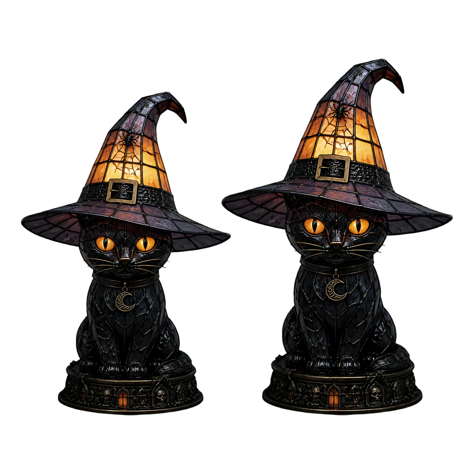 Veltros Witch Hat Lamp, Indoor Halloween Decor with Warm Accent Light, Mantel Tabletop Shelf Gothic Room Display Halloween Night Light Witch Hat Lamp Gothic Decor Warm Glow Tabletop Accent Room
