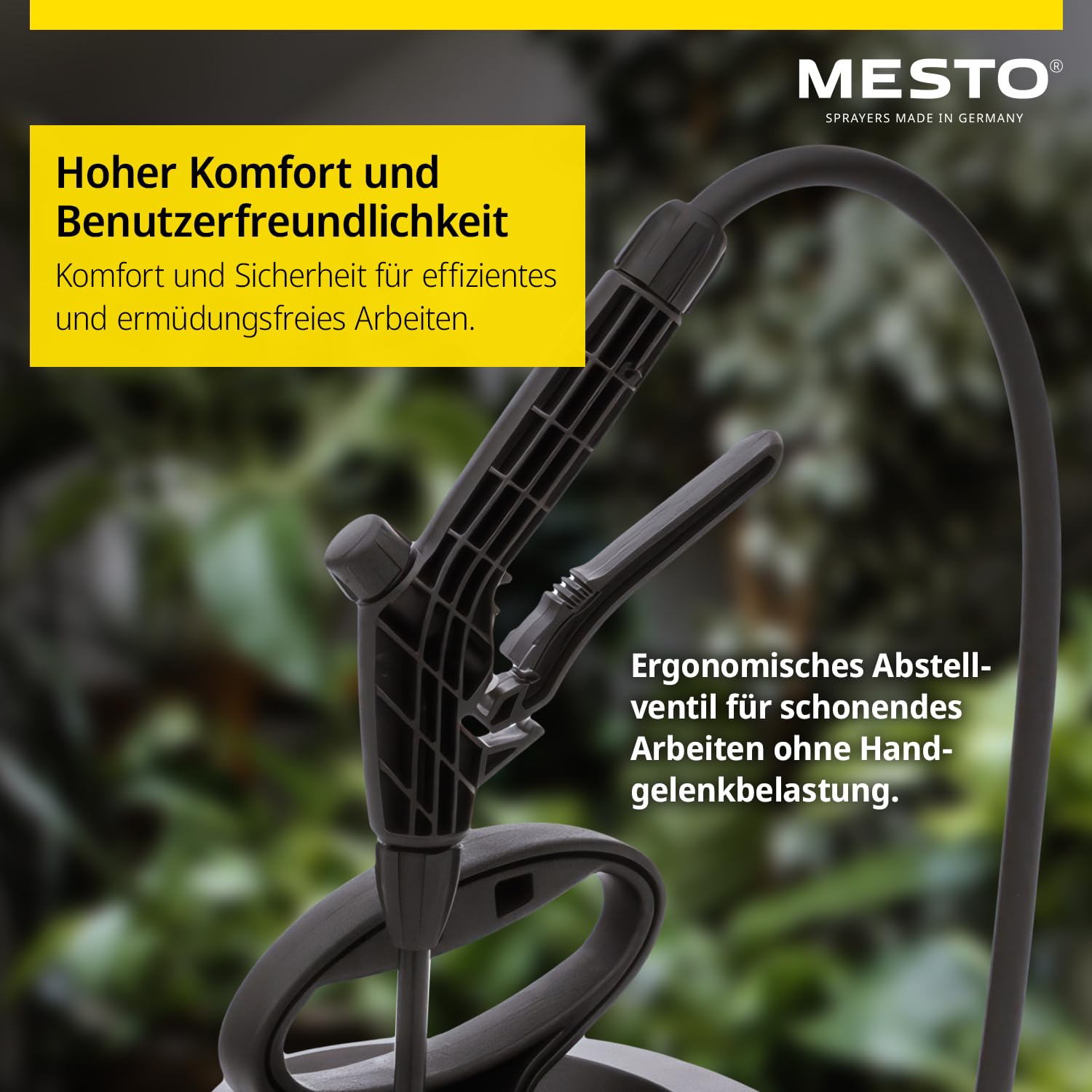 MESTO Flori Organic Pulvérisateur à pression 5 l avec tube d'extension MESTO de 45 cm | Pulvérisateur 3 bar | Vaporisateur de jardin | Vaporisateur à pompe pour la protection des plantes à acide