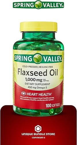 Miniatura 6 de Unique Bundle Store Spring Valley - Cápsulas blandas de aceite de linaza de 1000 mg, suplemento dietético de 100 unidades + organizador de píldoras