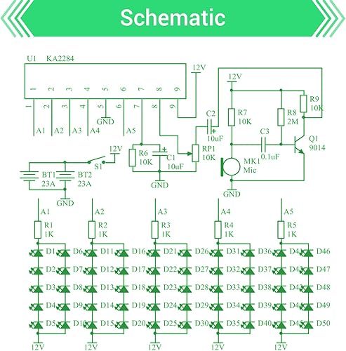 Miniatura 4 de MiOYOOW Kit de práctica de soldadura, gafas de luz LED de Navidad, kit de electrónica con batería, lentes activados por sonido, proyecto de