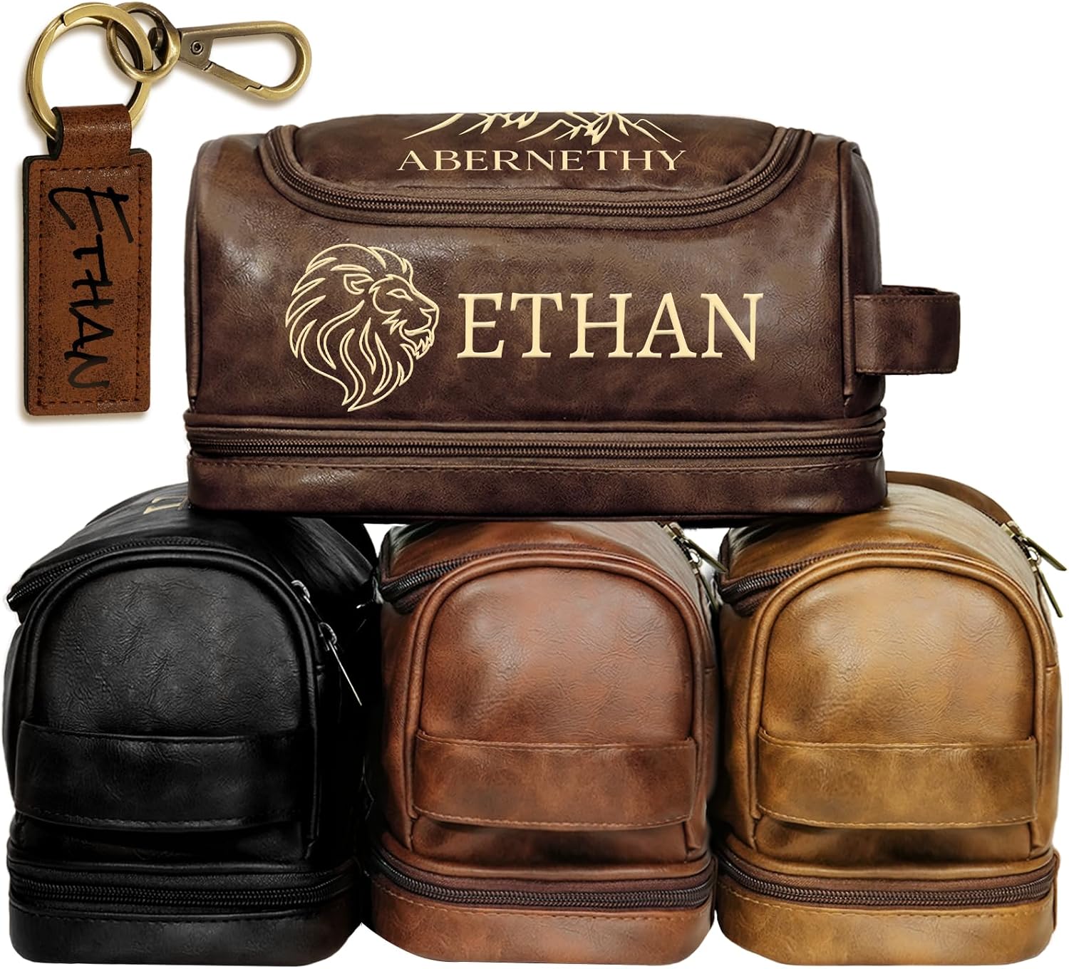 Gifts for Men, Mens Personalize Toiletry Bag, Custom Leather Toiletries Travel Bag, Customize Shaving Kit, Men's Gift Ideas for Boyfriend, Anniversary, Birthday, Dad, Grandpa, Lover