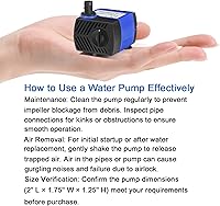 Vista 4 de AQUANEAT Pequeña bomba de fuente, bomba de agua sumergible de 80 GPH para acuario, tanque de peces, fuente de agua para exteriores, hidropónicos