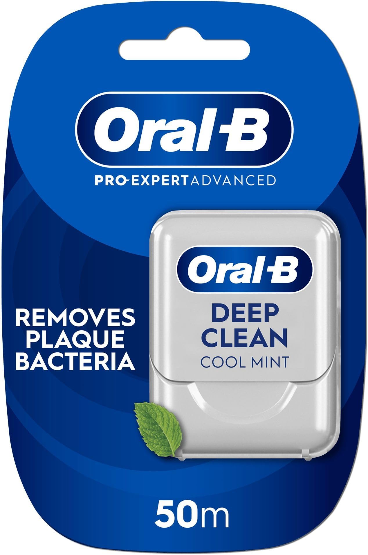 Oral-B Pro-Expert Advanced Waxed Dental Floss - Deep Clean - Removes Plaque - Cool Mint Flavour Dental Tape - 50m,1 Count