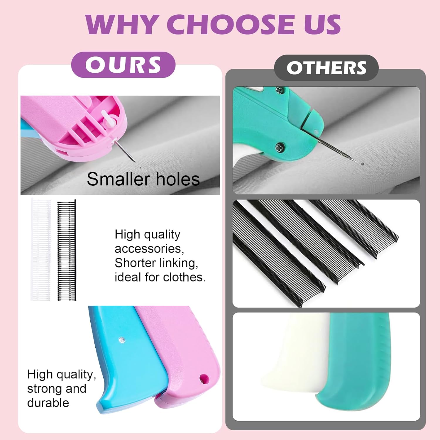 Stitch Gun for Clothes, Stitchy Quick Clothing Fixer, Micro Tagging Gun for Clothing, Mini Sticky Sewing Gun, Stitch Fix Gun, Includes 6 Needles, 1 Scissors, 2000 Black & 2000 White Fasteners - Image 7