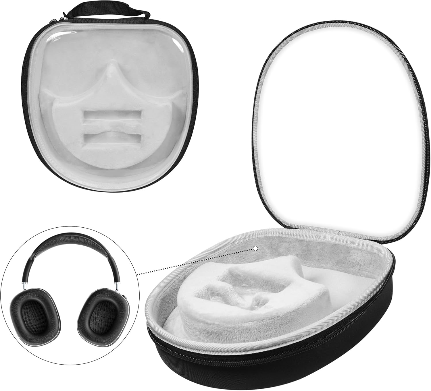 Hard Organizer Portable Carry Travel Case for Bose QC25/QC35/QC45/NC700/Sony/JBL Headphones  Shockproof, Waterproof, Durable Protection, Black - Small (Transparent)