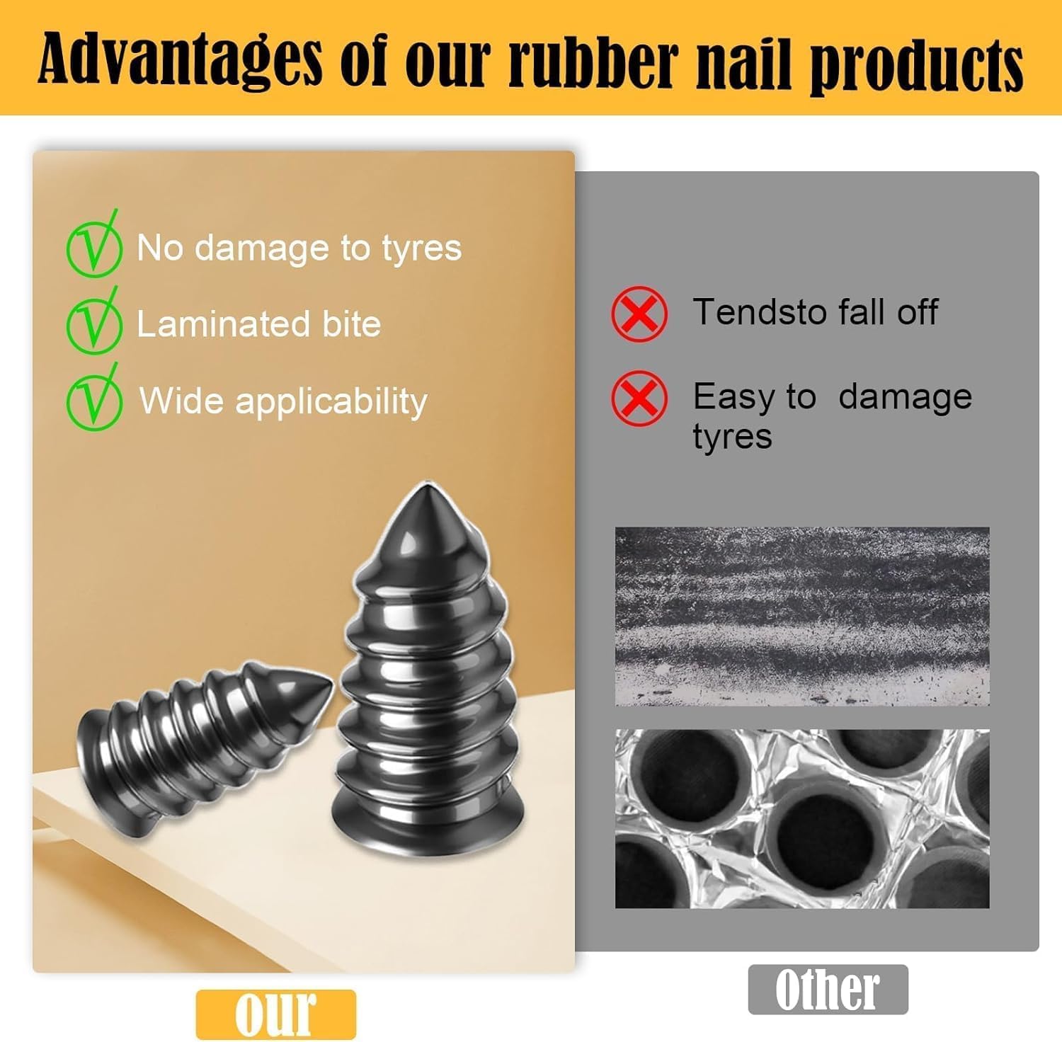 Pamidhar Puncher Screw Vacuum Car Tyre Repair Nail, Tubeless Tire Puncture Repair Kit for Cars, Motorcycles, Trucks, and Tractors (Pack of 10) 4