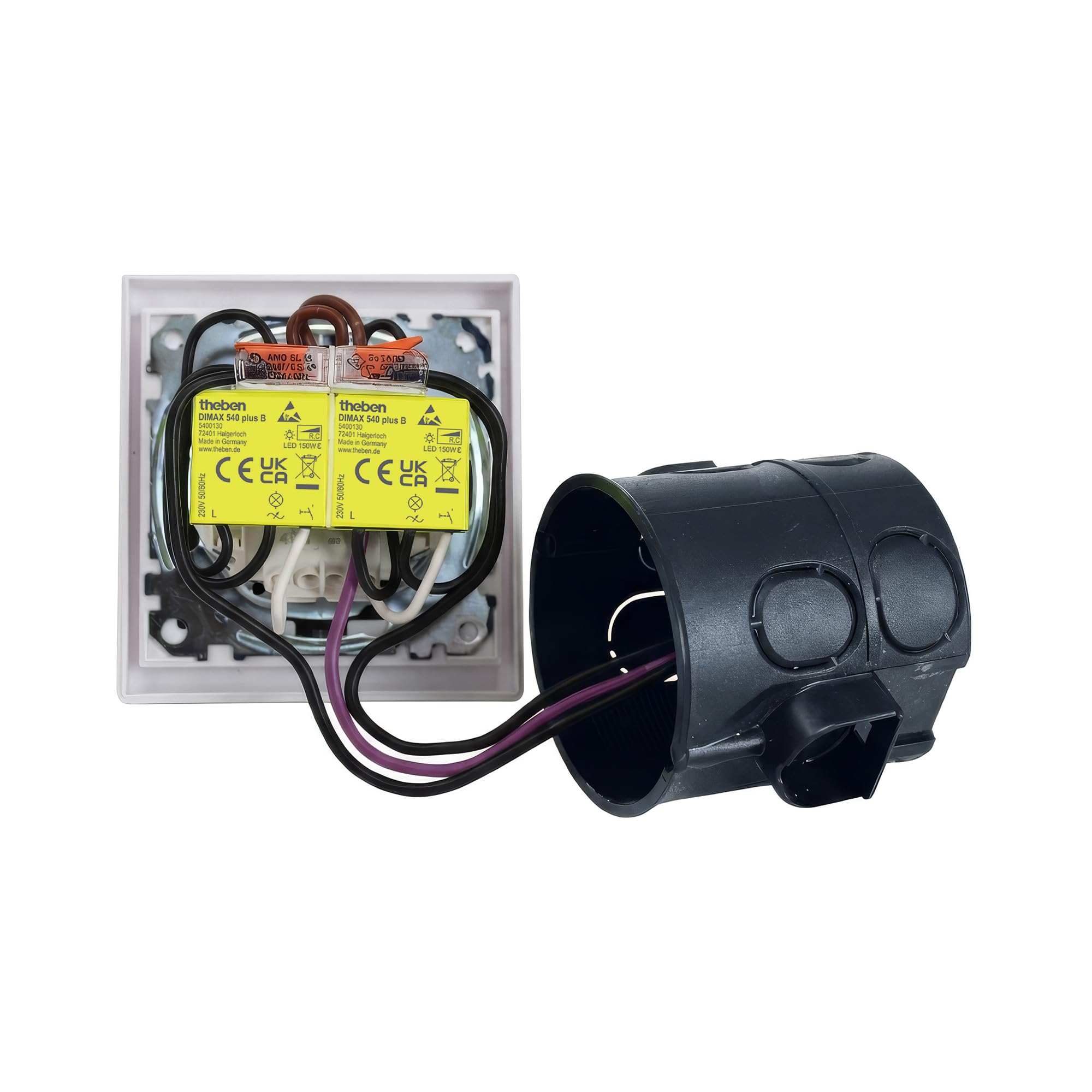Theben 5400130 DIMAX 540 plus B - Mini Unterputz-Dimmer I benötigt keinen Neutralleiter I 100 m Kabellänge I Memory Funktion I Altbau, Nachrüstung und Renovierung I Einstellbare Mindesthelligkeit