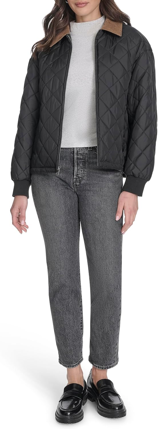 Levi's womens Diamond Quilted Jacket With Corduroy Collar - Image 7