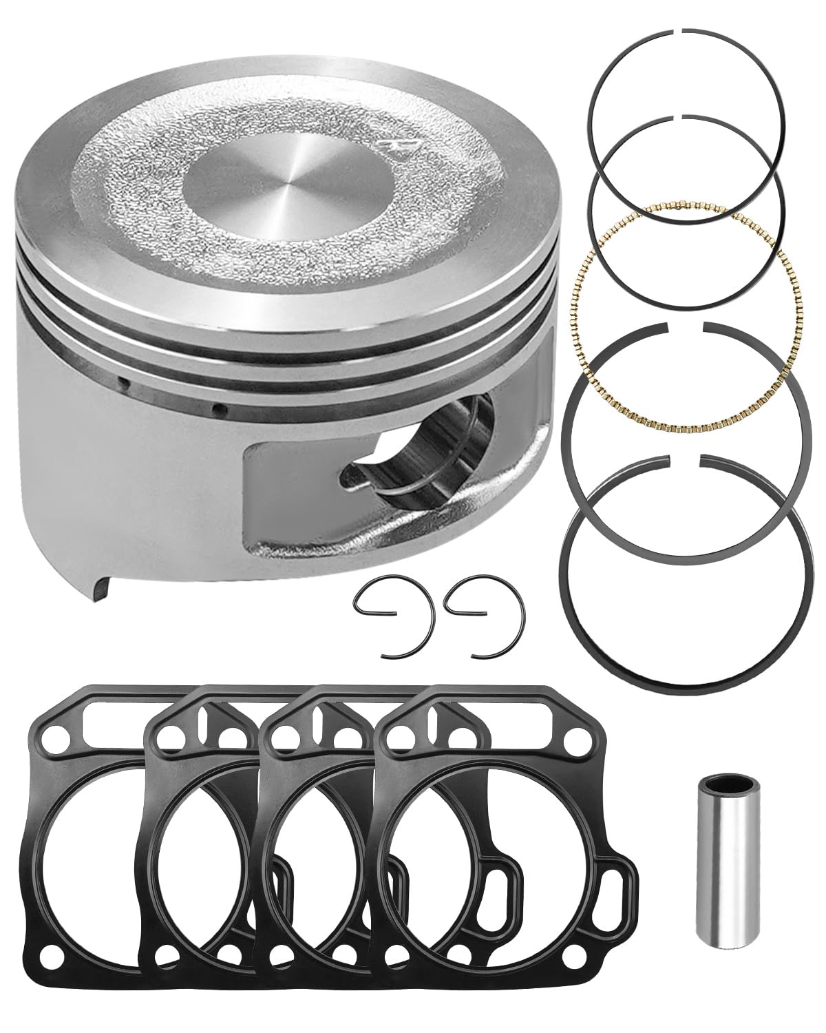 AUGREX 70mm Piston 550 Ring Flat Top Race Kit Fit for Predator 212cc 224cc Hemi and Non Hemi Clone Engine, Fit for Honda GX160 GX200 6.5HP Mini Bike