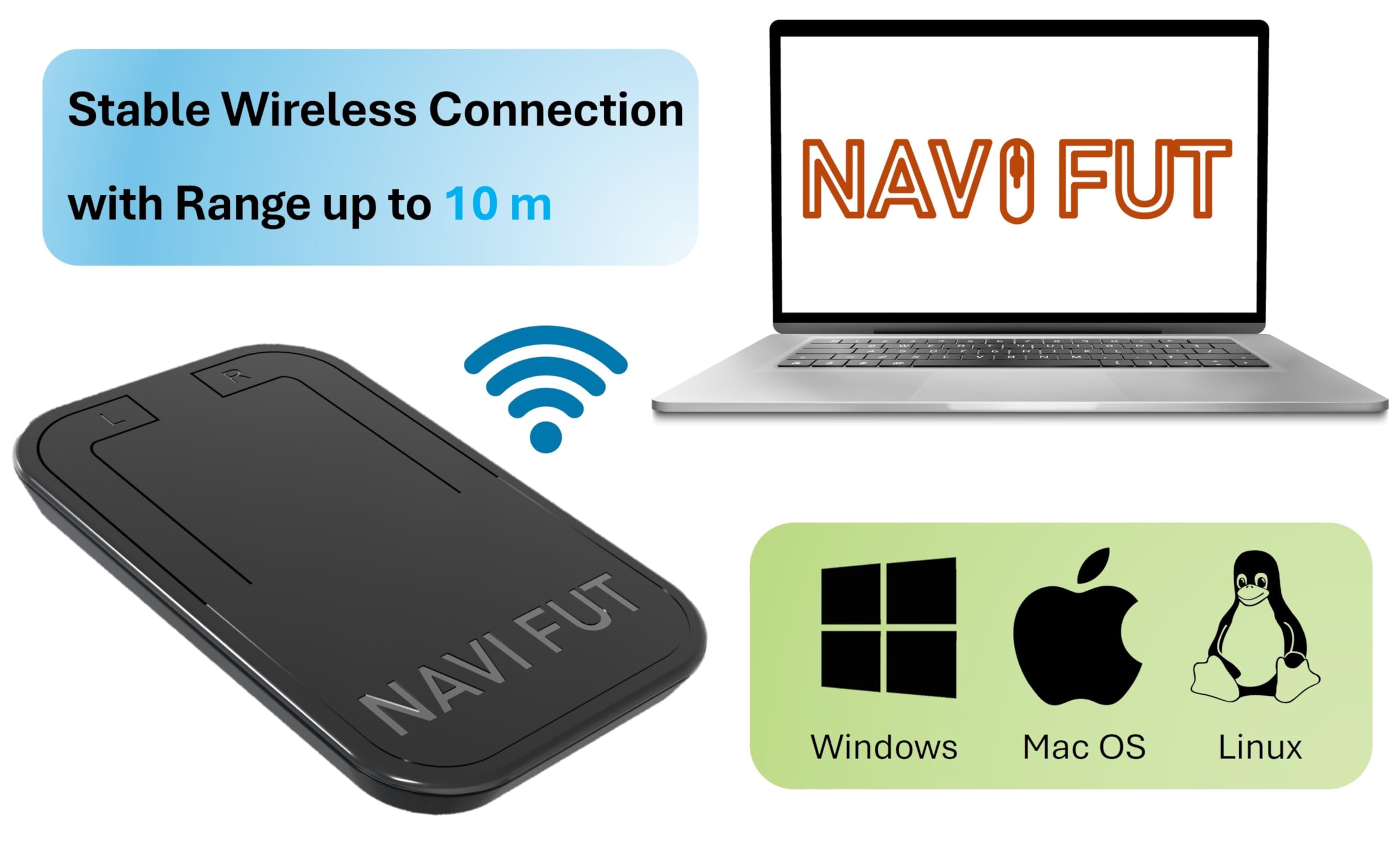 Generico Ratón de pie inalámbrico para PC y Mac – Control cursor y clic sin manos, ideal para RSI, túnel carpiano, dolor de muñeca y accesibilidad, 1600 DPI, Plug and Play