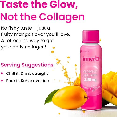 Miniatura 5 de CJwellcare Innerb Glowshot Collagen (10.1 onzas líquidas, 6 porciones)  Colágeno líquido marino para mujeres, 3,000mg de péptidos de colágeno, shots
