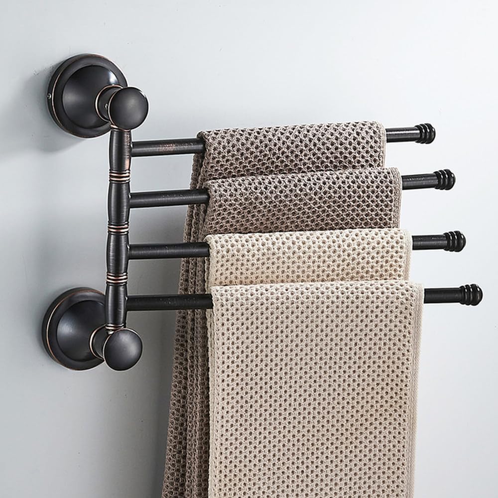 Barre porte-serviettes rotative et rétractable en alliage noir