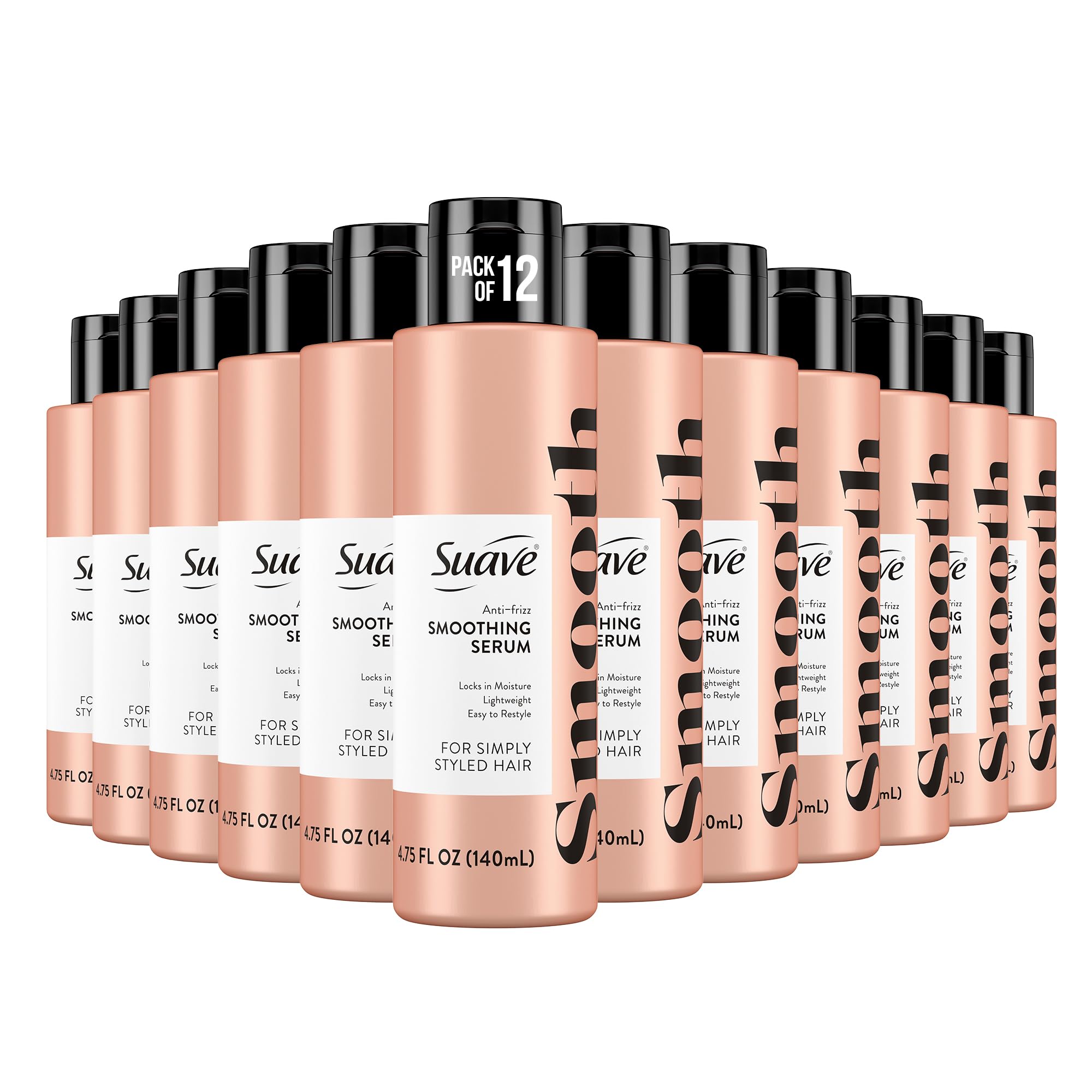 Suave Anti Frizz Hair Serum, Anti Frizz Hair Products For Easy Styling, 4.75 oz (Pack of 12)