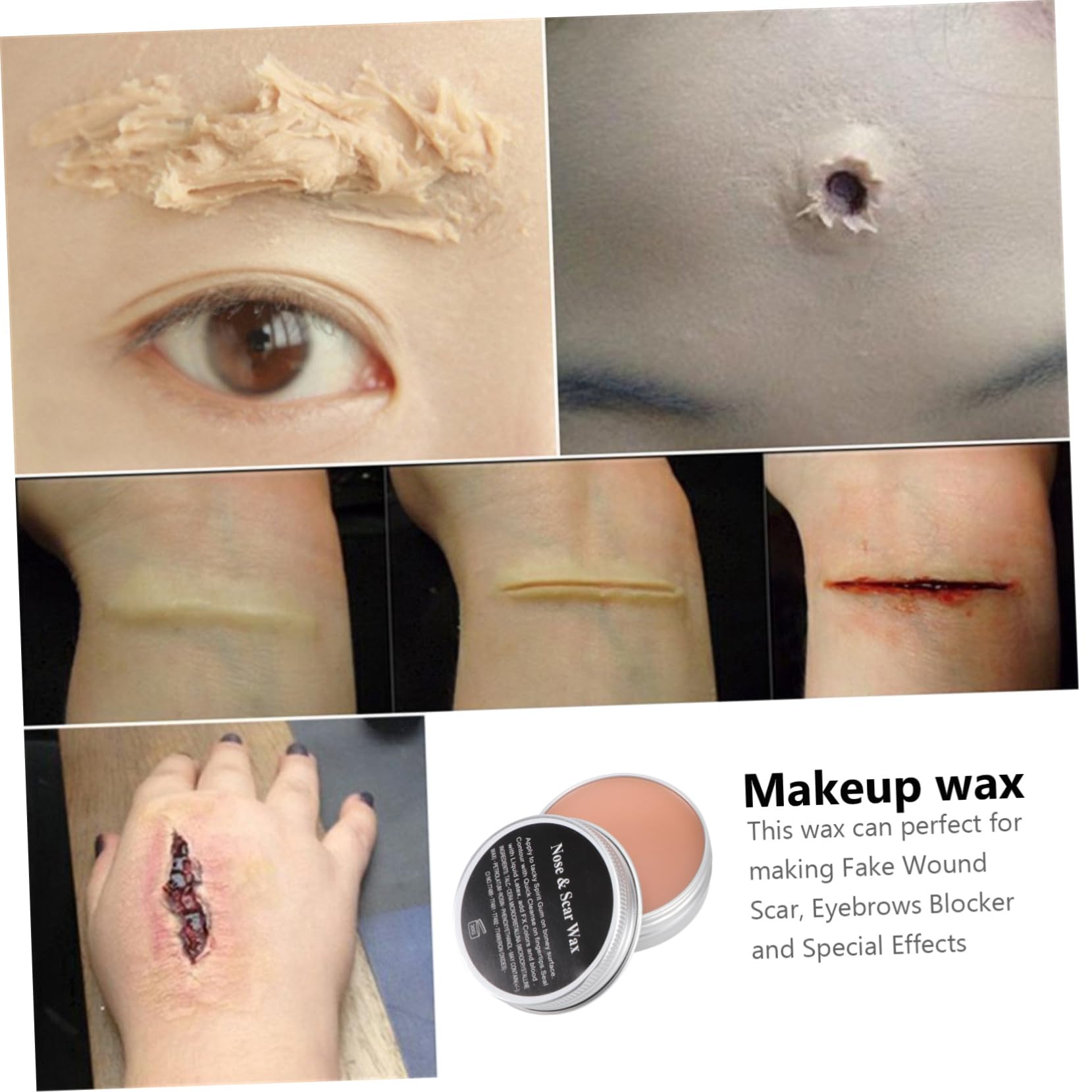 Beavorty Carne Artificial 4 Piezas Maquillaje De Sangre Halloween Hallowen Trajes De Cosplay Maquillaje De Cera Para Cicatrices Makeup Bolso De Cosméticos Cera Para La Piel De La Cera De Maquillaje
