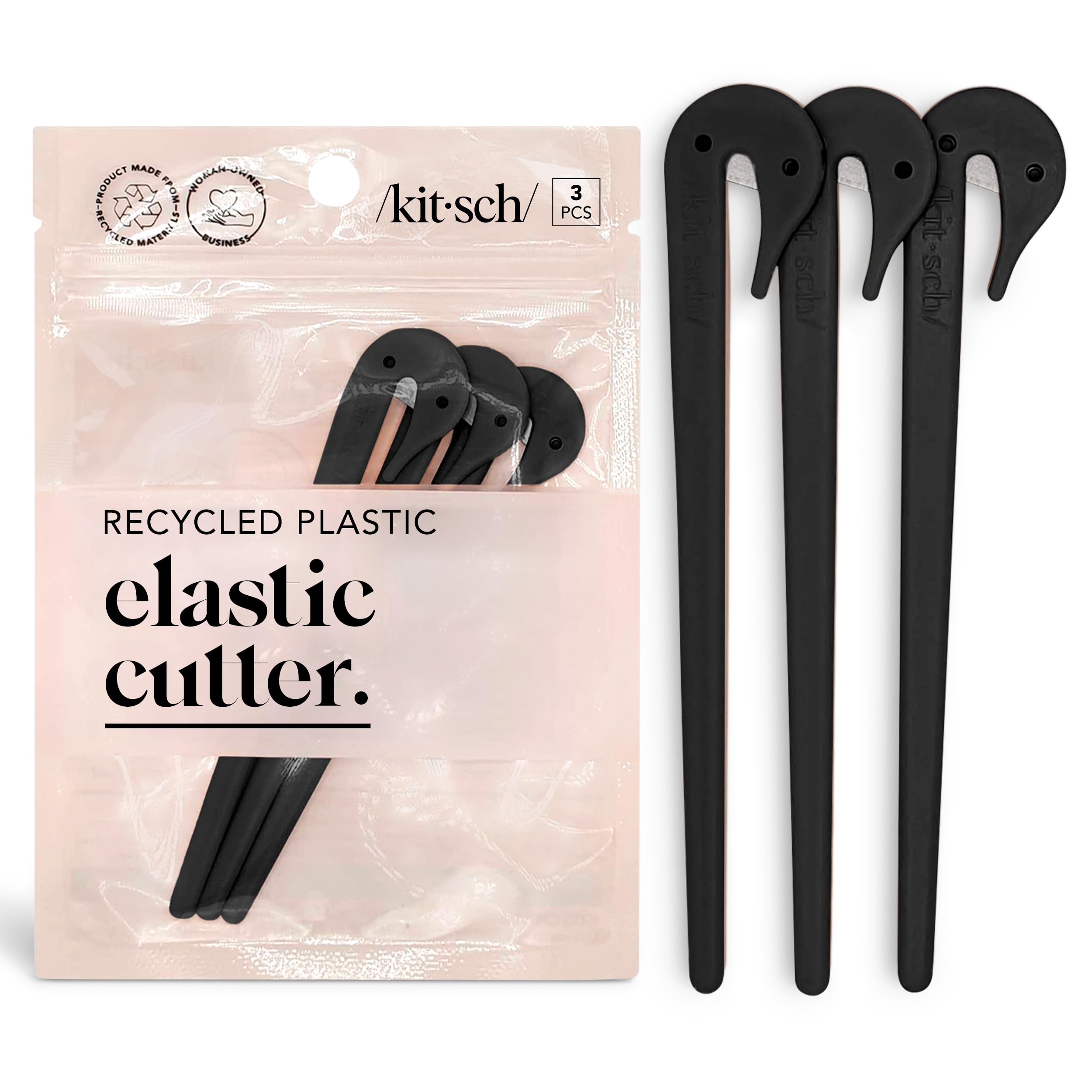 Kitsch Elastic Hair Tie Cutter Tool – Gentle, No Pull For Easy Elastic Bands For Hair Removal | Hair Rubber Bands Cutter | Ideal Gifts for Women – Black, 3pc Set