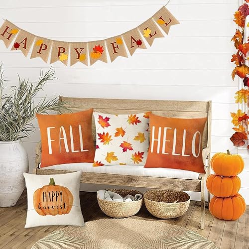 Miniatura 7 de Juego de 4 fundas de almohada de otoño de 12 x 20 pulgadas, fundas de almohada de Acción de Gracias, calabazas azules otoñales, fundas decorativas