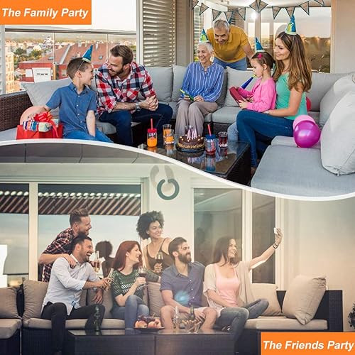 Miniatura 78 de FDW Juego de 3 sillas de mimbre marrón para patio, muebles de exterior, 2 sillas de ratán con cojines rojos y mesa de centro de cristal para porche