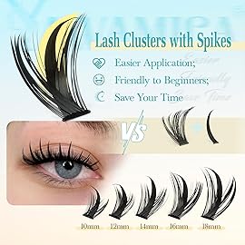 Yawamica 100D Volume Lash Clusters with Spikes 10-18mm Wispy Cluster Eyelash Extensions Manga Eyelash Clusters Spiky Lash Extension 240pcs Individual Lashes D Curly DIY Lash