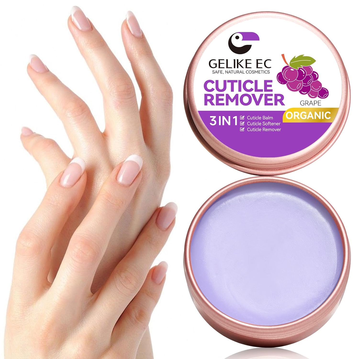 Gelike EC Cuticle Remover Cream Softener – Grape Extract Enriched for Salon Use – Spa Quality Cuticle Dissolver – Non-Greasy Formula for Manicure & Pedicure
