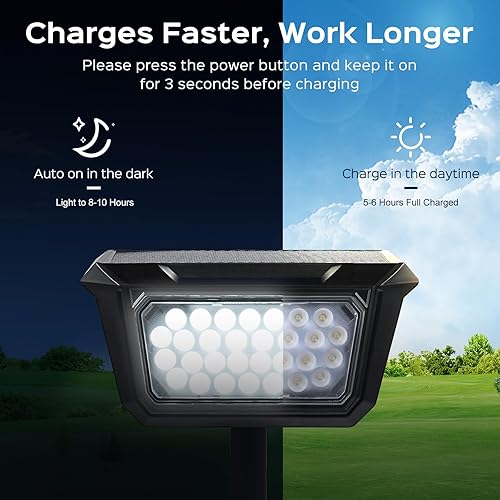 Miniatura 3 de RIMICAB Focos solares para exteriores, 30 LED impermeables del atardecer al amanecer, luces de pared de luz diurna de 6000 K para exteriores,