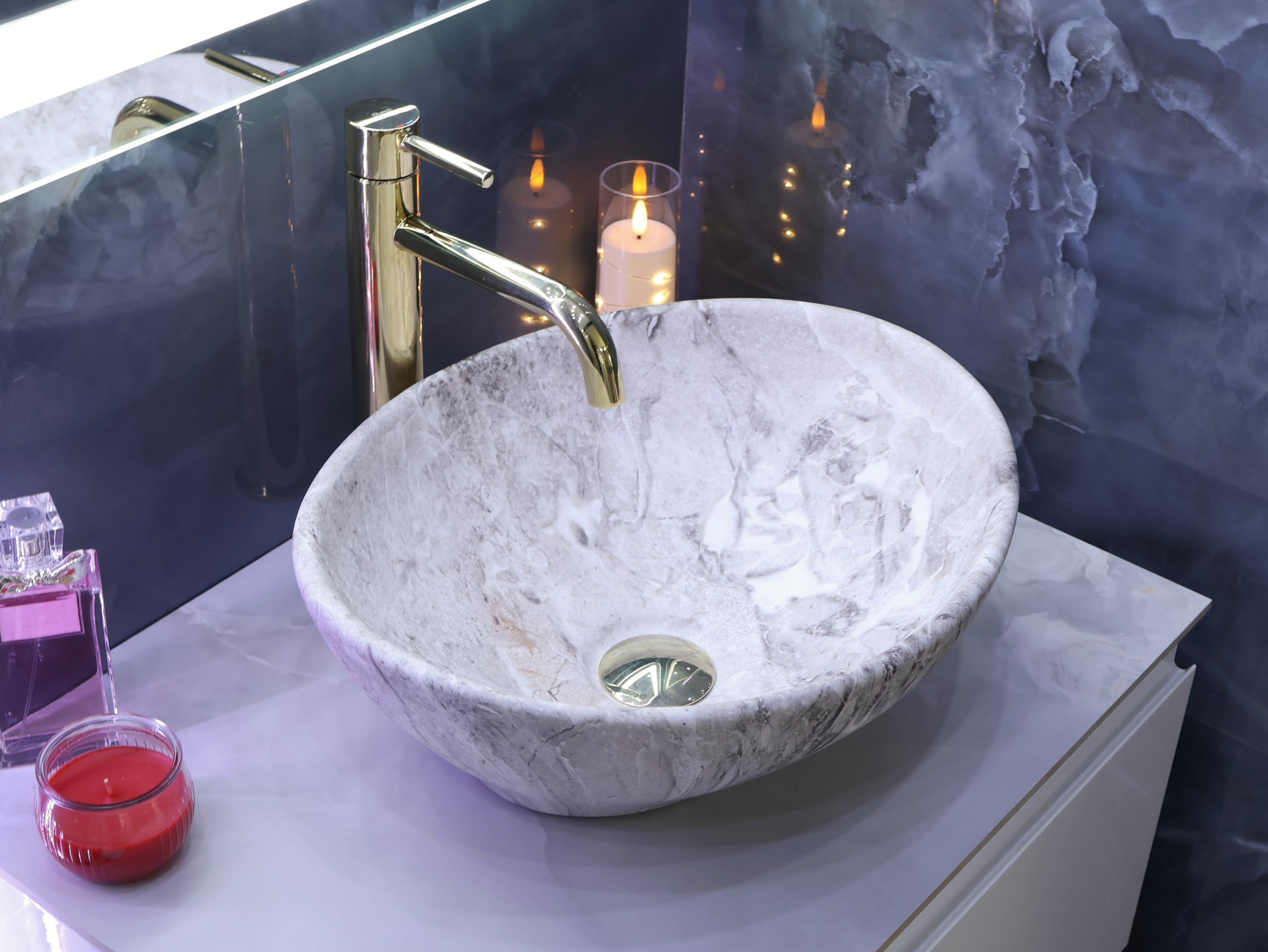 Aufsatzwaschbecken Matt Modern Waschbecken ohne Hahnloch - Elegant Aufsatzwaschbecken Oval für Badezimmer und Gäste WC - nur Bad Waschbecken - Modell 17