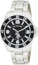Reloj Analógico de Hombre de U.S. Polo Assn. de Acero Inoxidable con Dial Negro y Bisel Giratorio – Diseño Elegante, Correa Ajustable y Resistente al Agua – Se Adapta a Muñecas de 5.5" a 8"