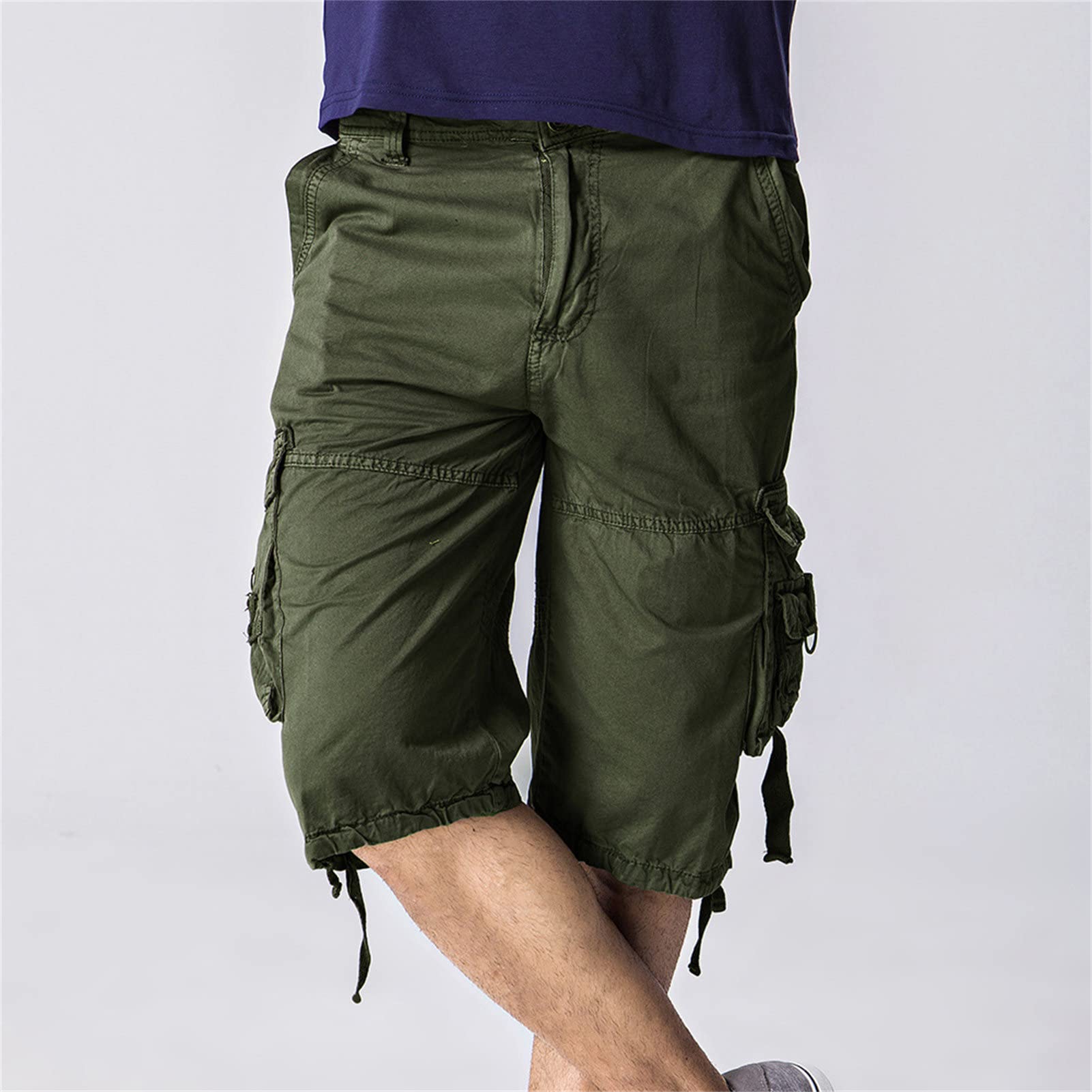Men's Relaxed Fit Camo Cargo Shorts Lightweight Multi Pocket Outdoor Short Pants Casual Hiking Tactical Shorts (ArmyGreen 1,34)