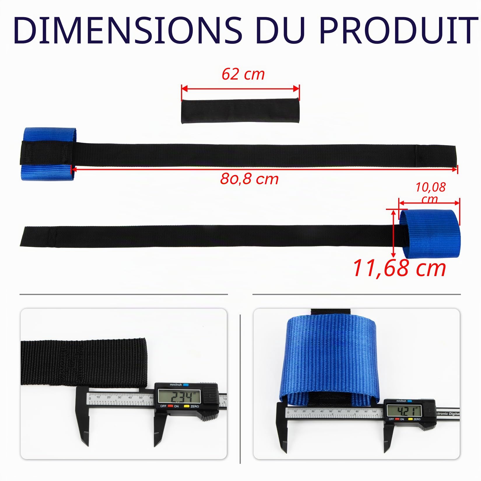 PSLER Bar-Harness II Sangle de Guidon Universelle pour Guidon de Moto, remorque, Moto Tout-Terrain, Scooter, Bleu | Polyester, bleu, 1 paire, convient aux guidons de 61 à 86,4 cm, supporte 350 kg, empêche les dommages causés par le transport