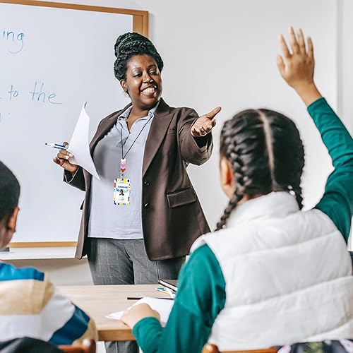 Miniatura 6 de BIHRTC Cordón de silicona con cuentas para el cuello con soporte para credencial de identificación, ajustable, lindo cordón para profesores, llavero