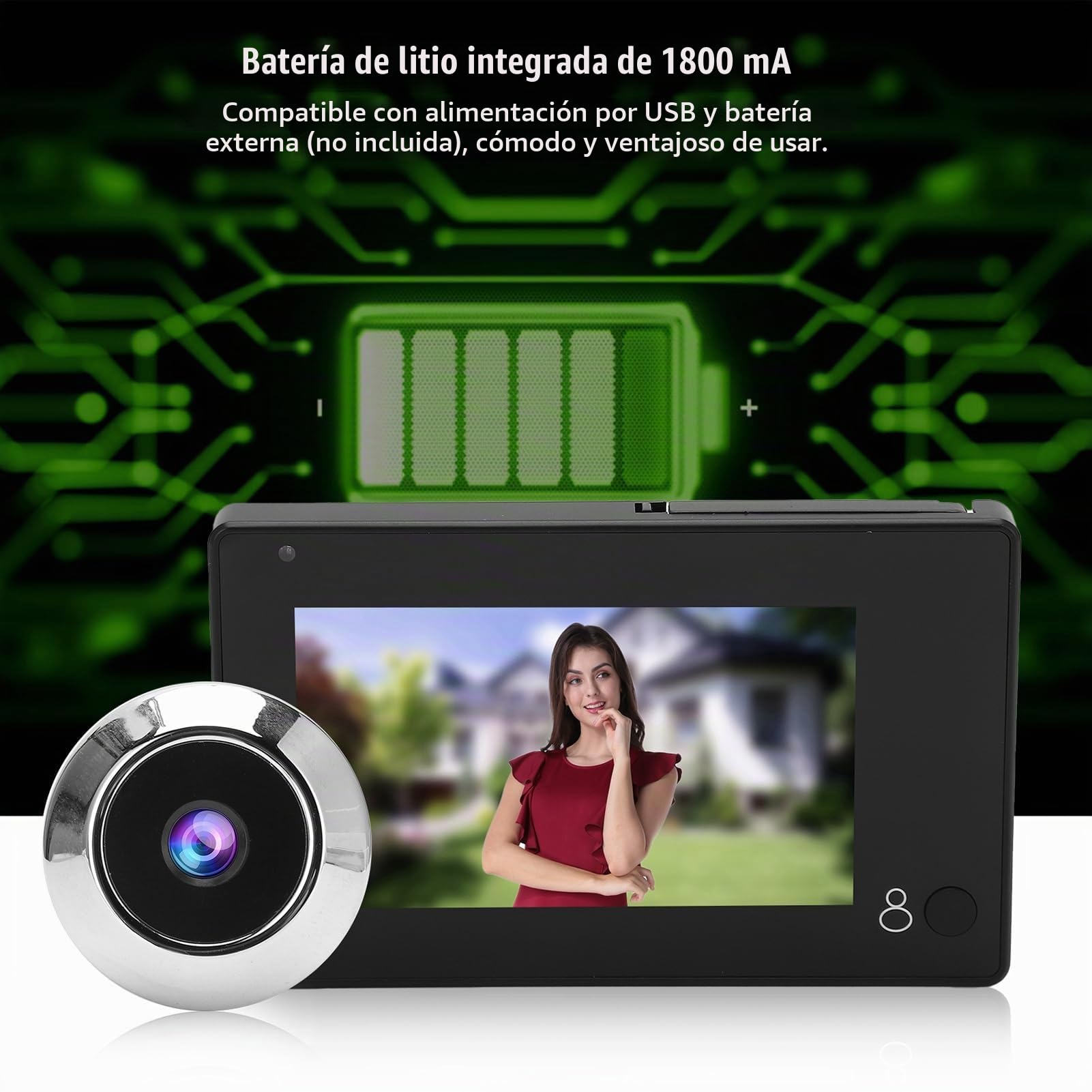 Mirilla digital de vigilancia inalámbrica HD, 145 ° ultra gran angular, pantalla de alta definición de 4,3 pulgadas, HD, para casa, apartamento, hotel