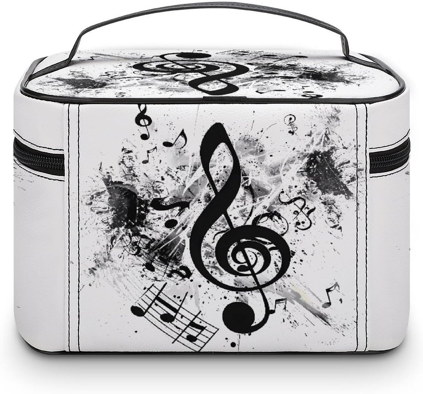Musical Theme Music Clefs Makeup Bag Personalized Makeup Pouch Large Capacity Hand-held Toiletry Bags Lightweight Travel Cosmetic Bag Portable Cosmetic Pouch for Women image 3