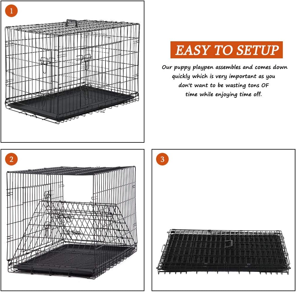 Vnewone Large Dog Crate, Black, Portable, Weather Proof, Removable, Lockable, Durable, Collapsible, Secure, Dog Cage, 30"