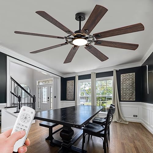 Miniatura 8 de Ventiladores de techo de 42 pulgadas con luces y control remoto, ventilador de techo moderno con luz, 5 cuchillas, luz LED regulable, motor de CC de