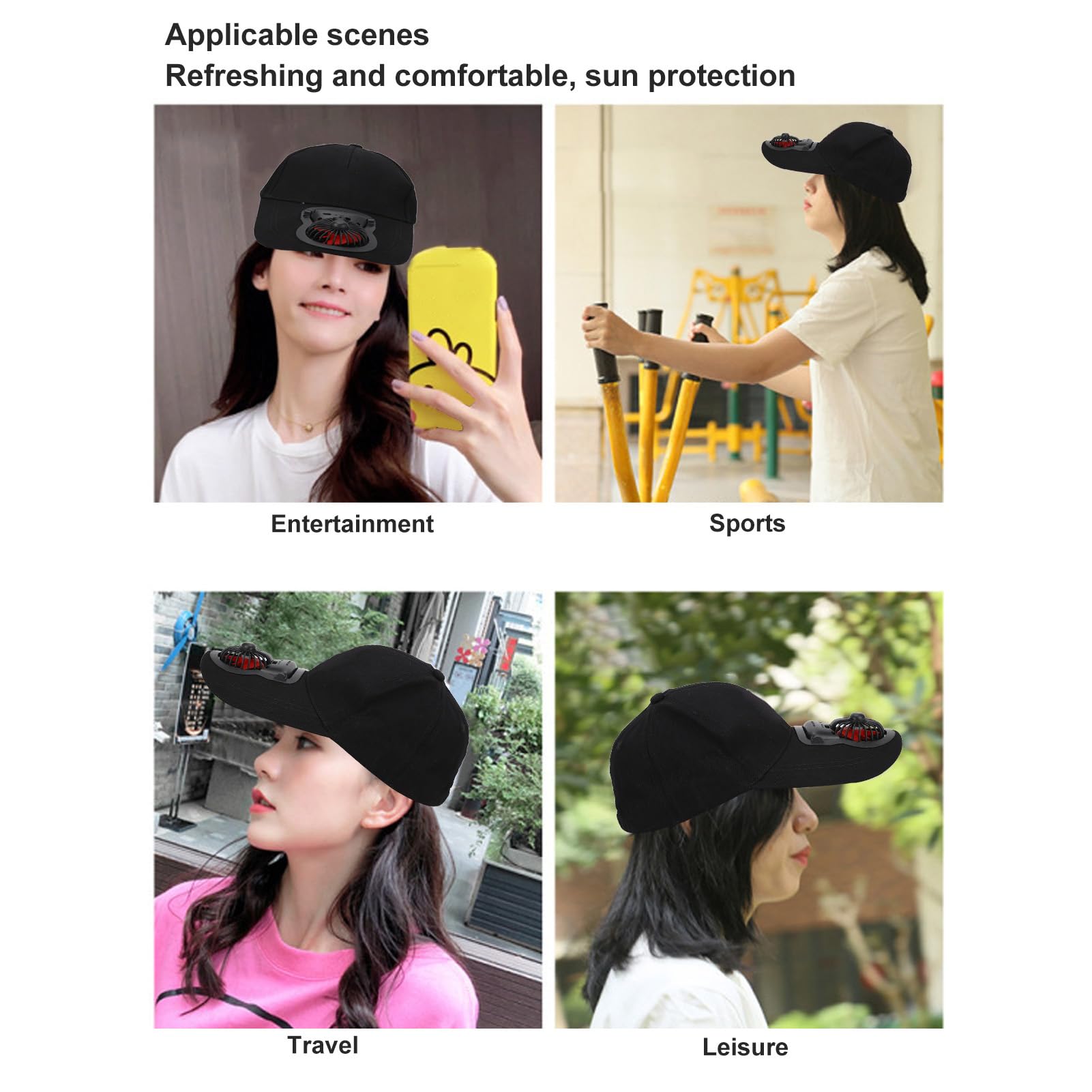 Yinhing Solaire avec Une Batterie Rechargeable Intégrée, Chapeau Réglable à Large Bord avec Ventilateur pour Voyage Pêche Randonnée Casquette de Baseball Ventilateur