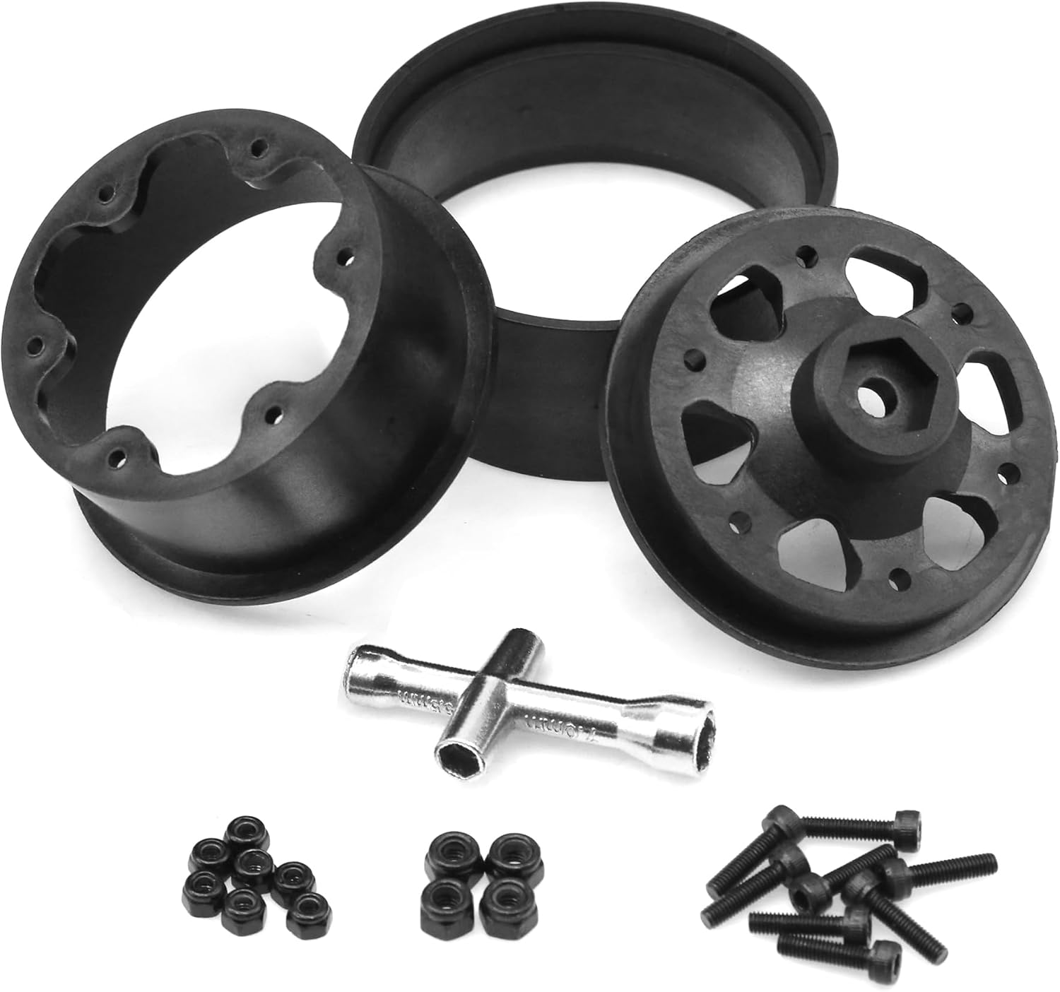 4PCS Plastic Nylon 2.2 Inch Beadlock Wheel Rim Wheel for 1/10 RC Crawler Car for Axial SCX10 90046 TRX4 TRX6 Wraith RR10 (Black)