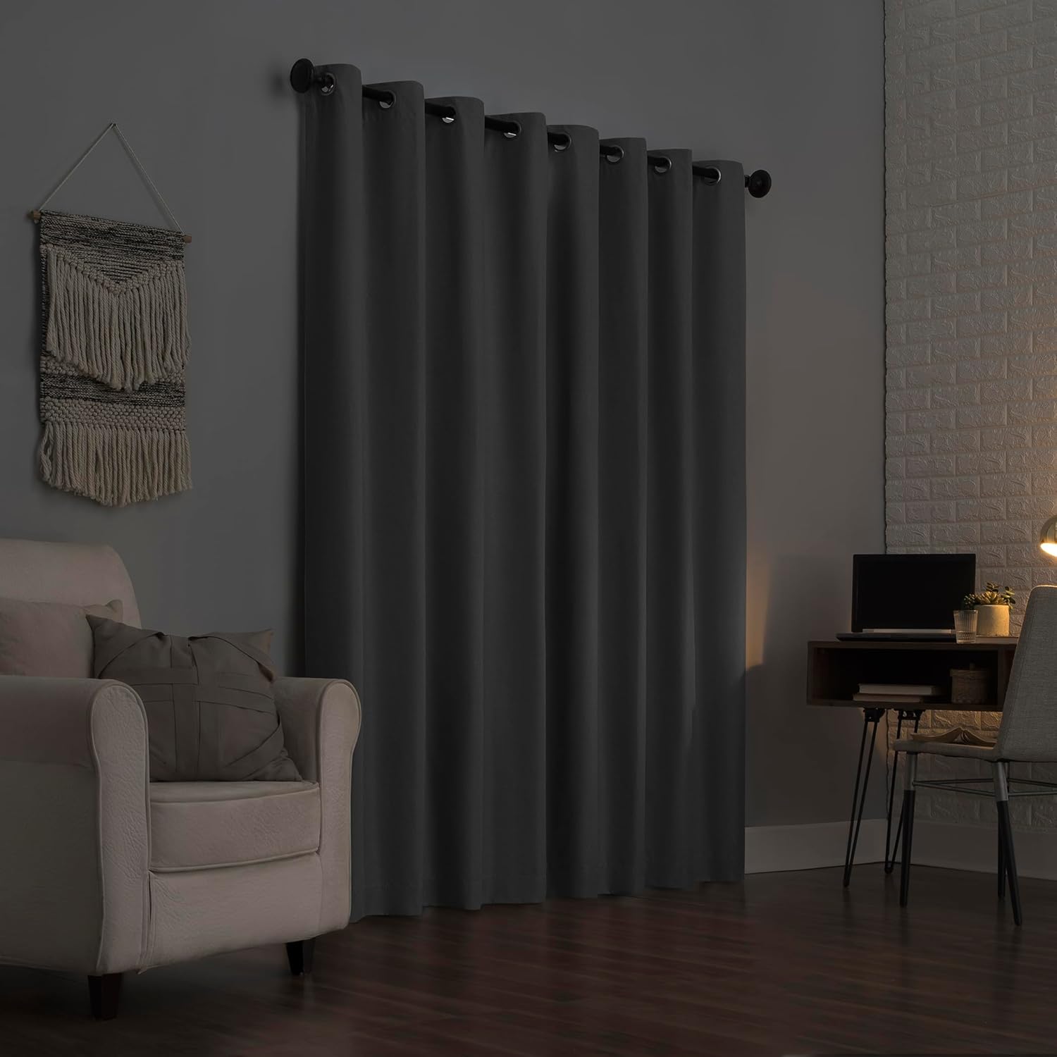Sun Zero Columbia 2-Pack Thermal Energy Saving 100% Blackout Grommet Curtain Panel Pair, 50" x 84", Gray