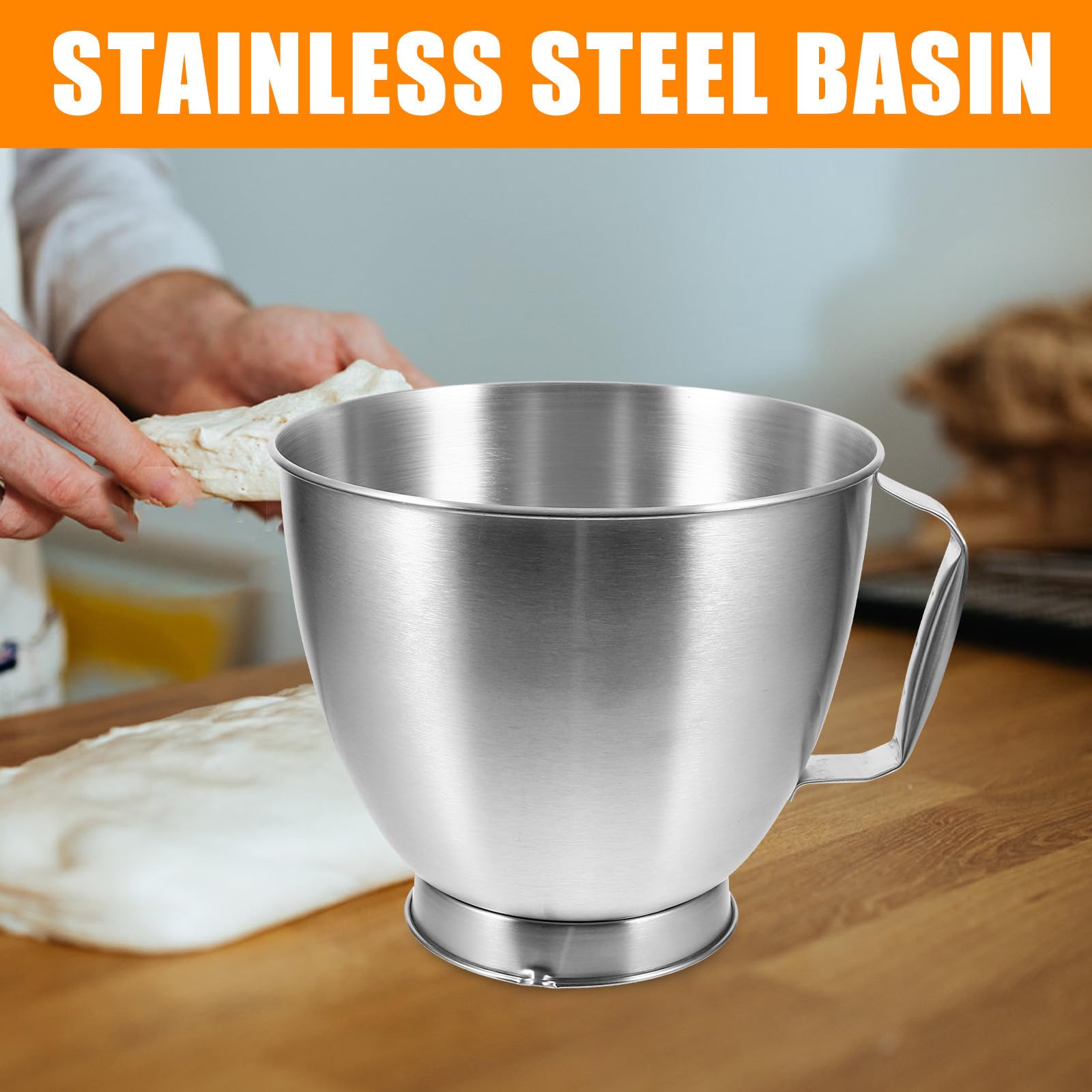 Tazón Grande para Mezclar de Acero Inoxidable 4.5l, Accesorio de Cocina Versátil y Profundo para Batir Huevos y Preparar Alimentos