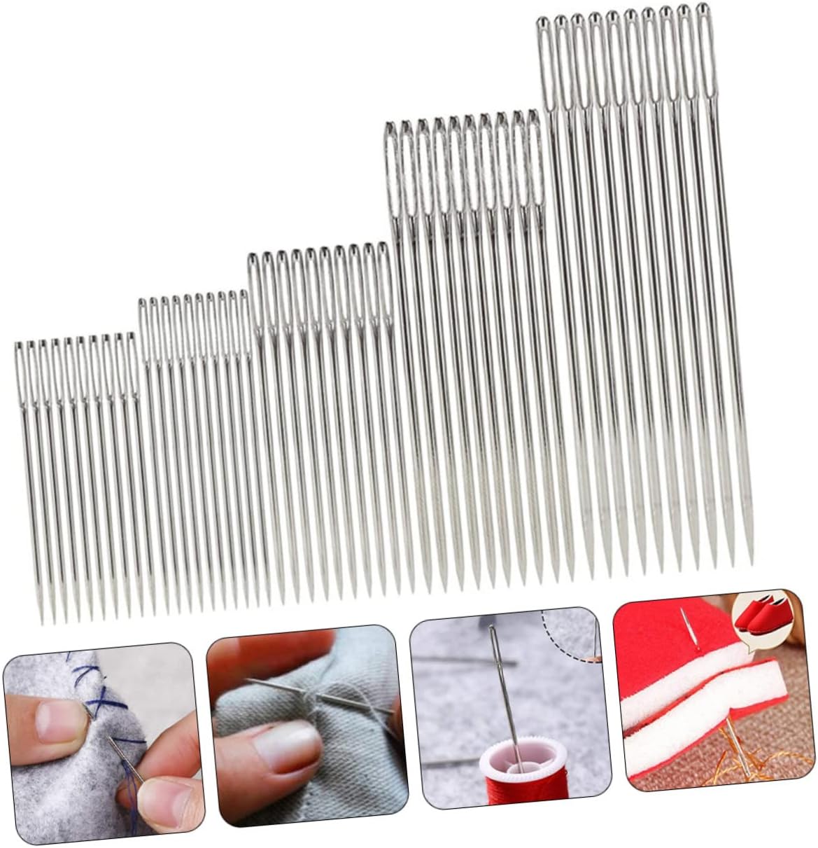 jojofuny 15sets Needles for Hand Sewing Assorted Easy Threading for Embroidery Knitting and Projects Compact Storage Box Included