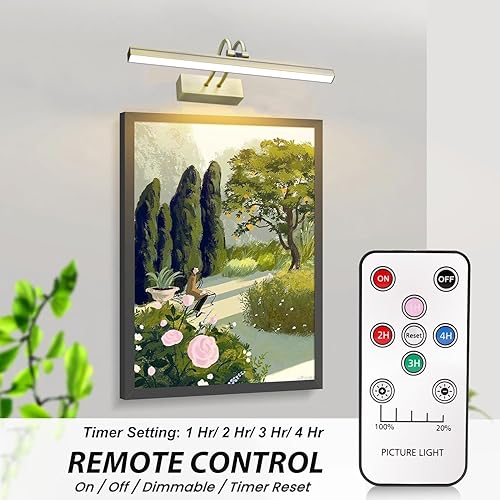 Miniatura 3 de FUNCHDAY Luz de imagen inalámbrica, recargable de 13 pulgadas, funciona con pilas, luz de pintura de galería con temporizador remoto, luces LED