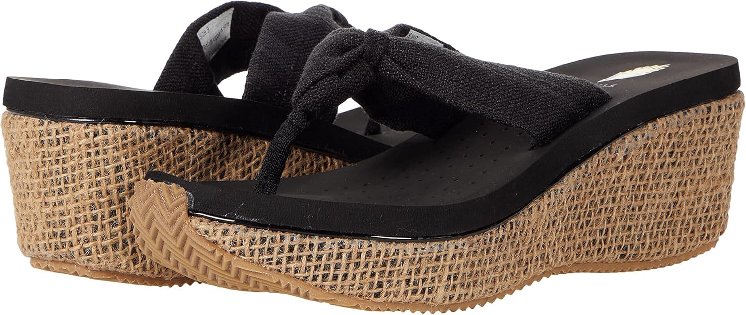 Volatile womens Flip Flop Wedge Sandal, Black, 8 US