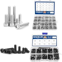 NINDEJIN M2 M3 M4 M5 Hex Socket Cap Screw Machine Screws Assortment Kit + M3 Allen Socket Drive Screw Bolt and Nut Set580pcs Stainless Steel+282pcs Carbon Steel