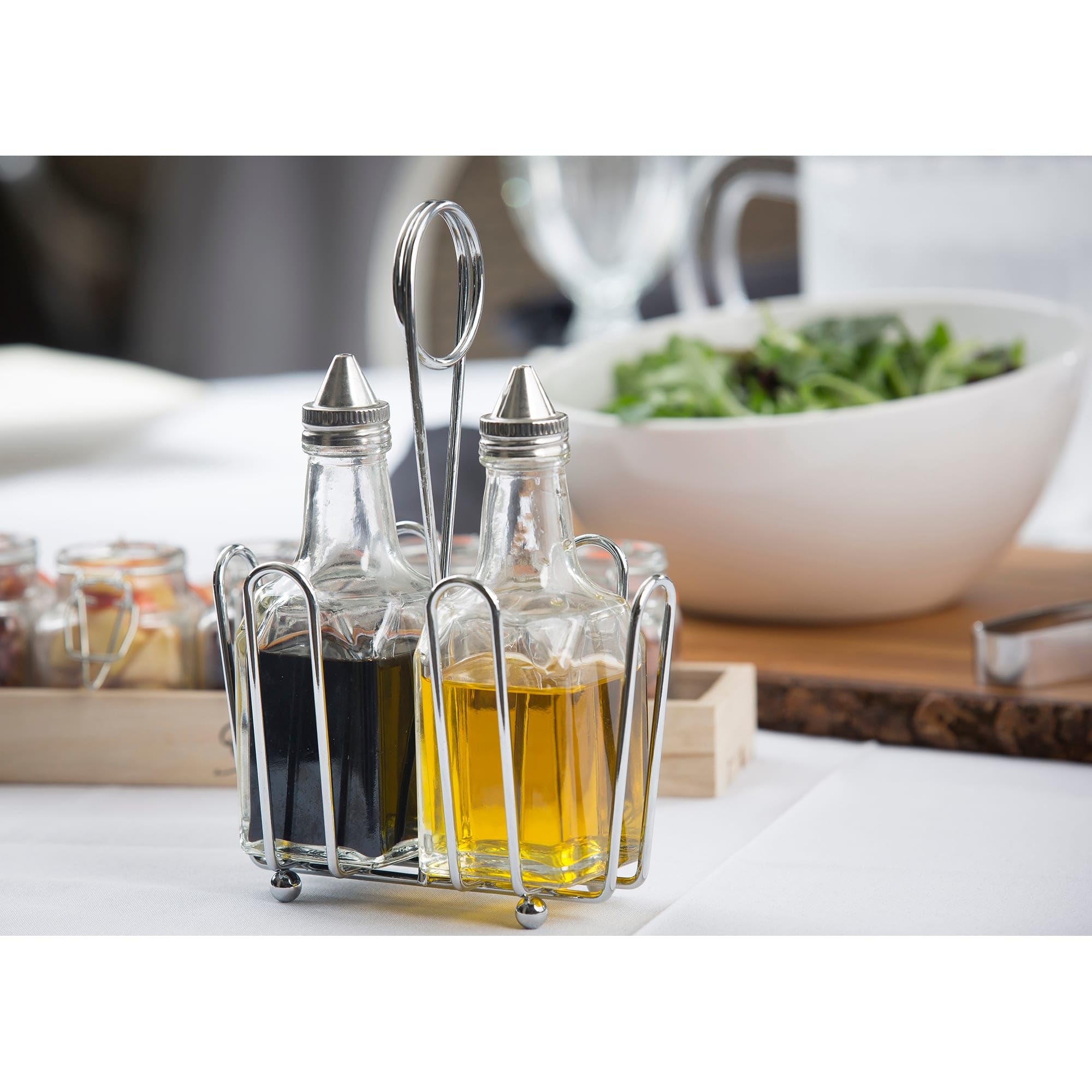 Tablecraft European Collection Cruet Set Oil & Vinegar Bottle, 6 Ounce, Clear