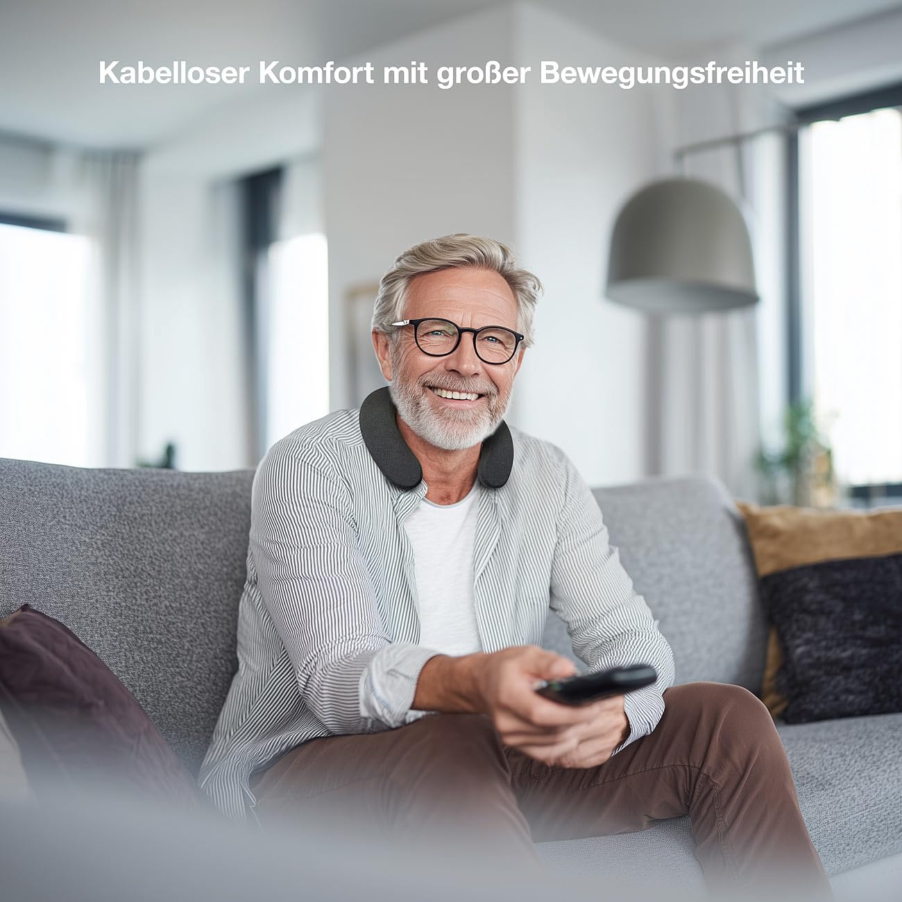 auvisio Hörgerät: 2er-Set Funk-TV-Hörverstärker & Nackenlautsprecher, 3 Profile, DSP (Kabellose Nackenlautsprecher, mit Akku, PC)