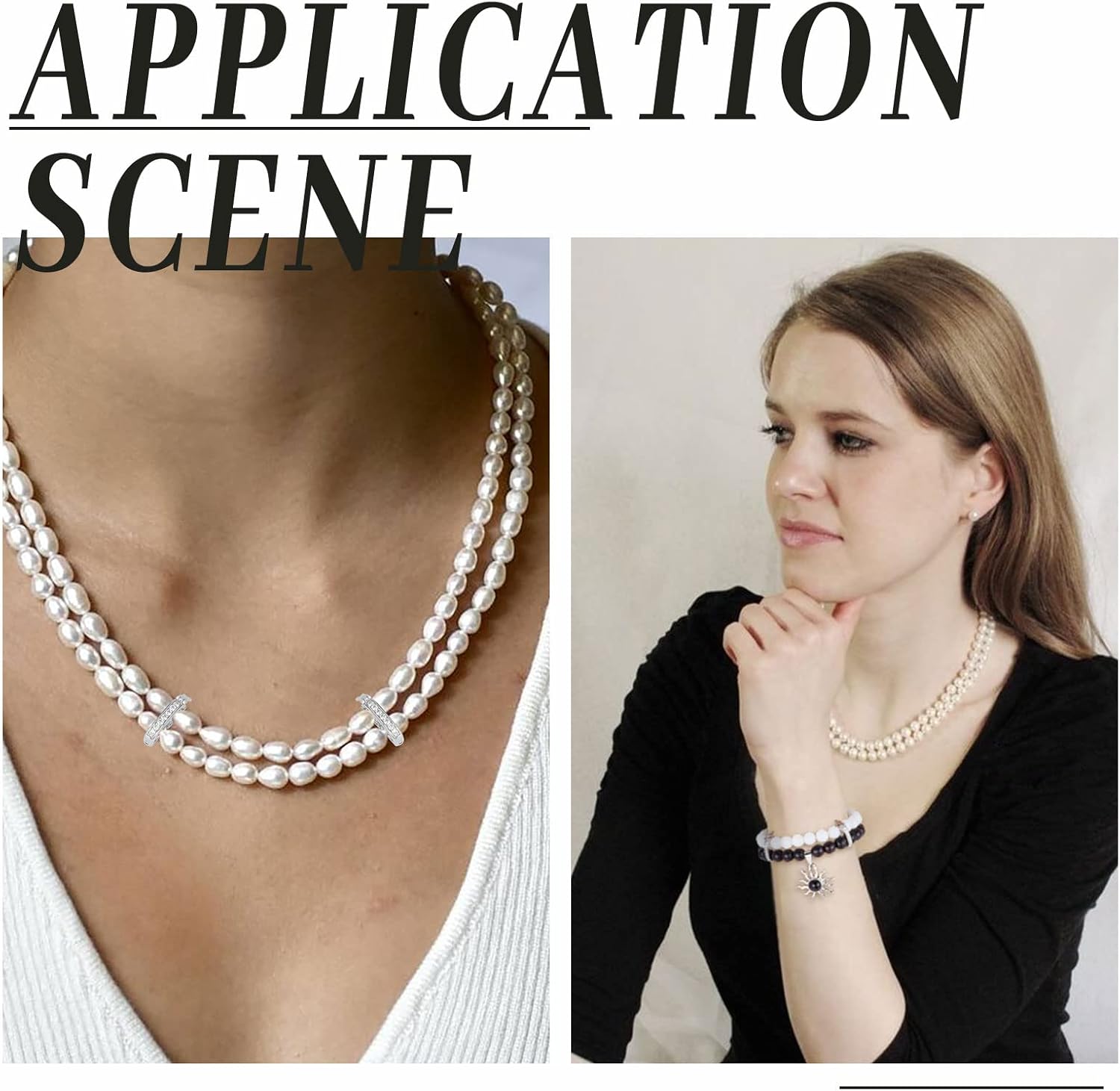 SUNNYCLUE 1 Box 6Pcs Shortener Enhancer Clasp for Necklace, Pearl Layered Bead Bracelet, Crystal Push Secure Lock Openable Extender for Jewelry Making DIY Crafts - Image 5