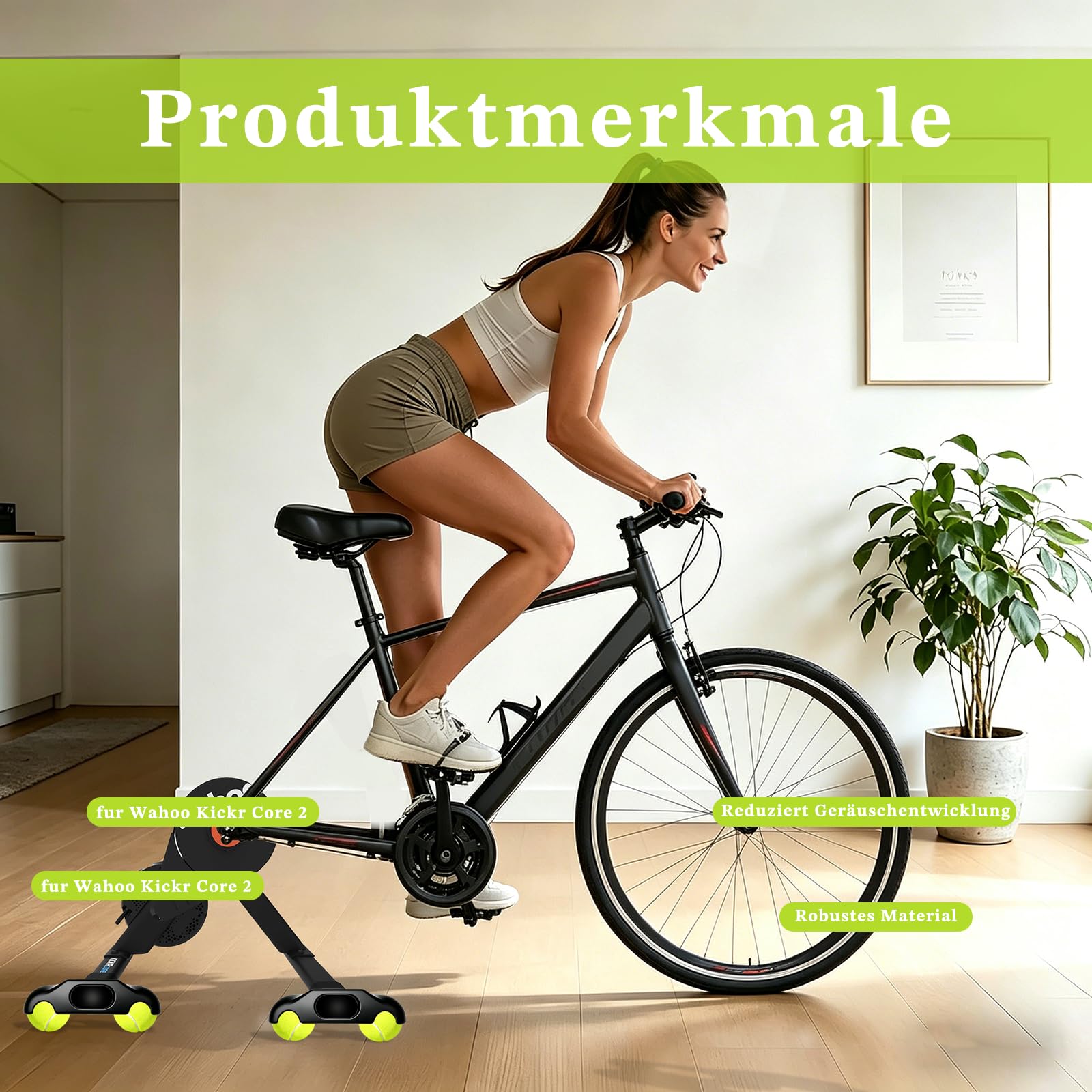 4 Stück Rocker Plate Feet für Wahoo Kickr Core 2 Rollentrainer mit 8 Tennisbällen, Tragbarer Wippplatten-Fahrradtrainer, Indoor Cycling Snap Rocker Feet Adapter fur Indoor-Cycling, Stille-Übung, Mehr