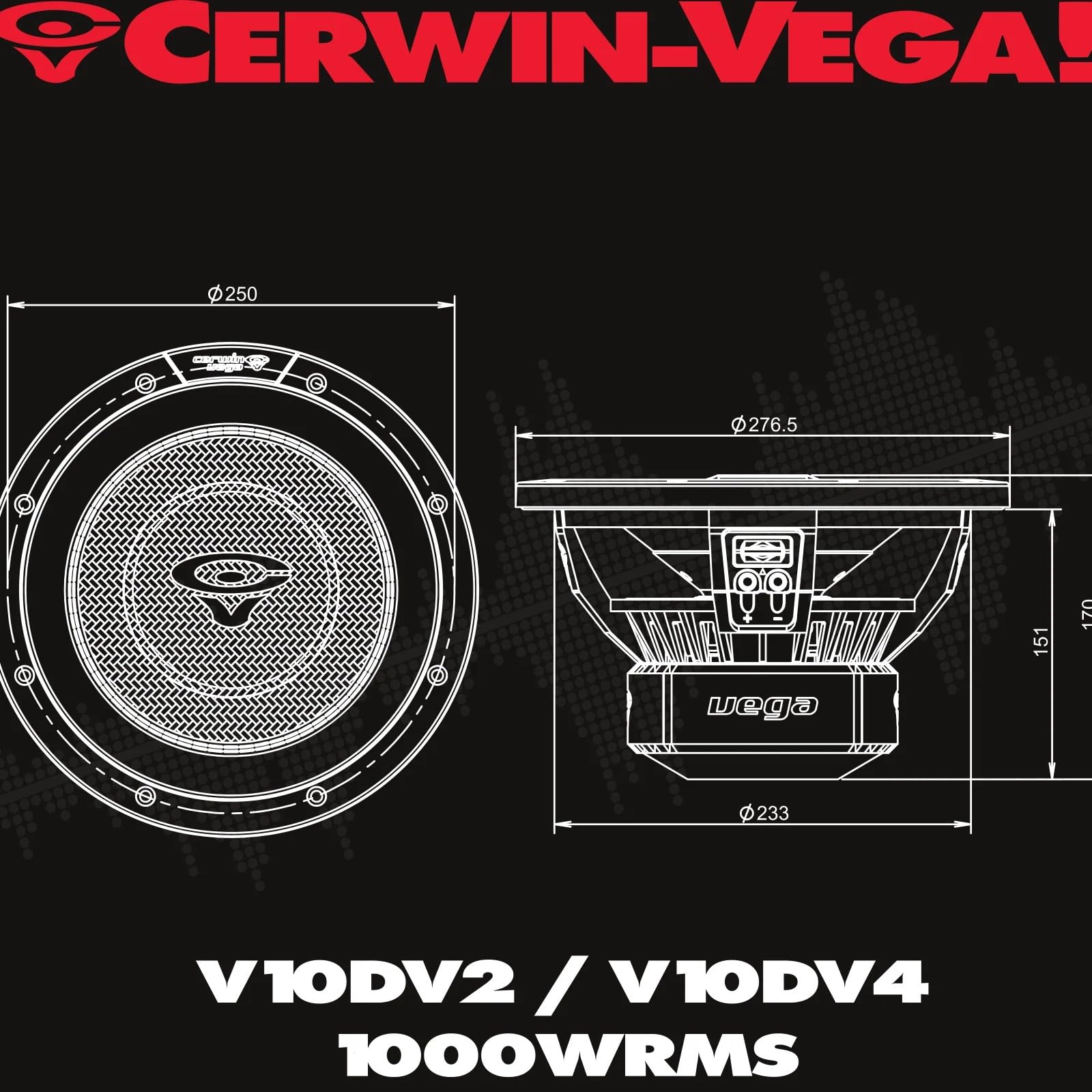 Amazon.co.jp: CERWIN-VEGA!Vegaシリーズ カーサブウーファー 10インチ